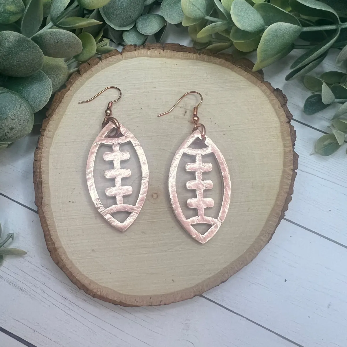 Rose Gold Football Earrings