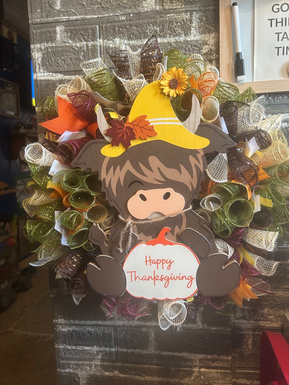 Thanksgiving highland cow wreath