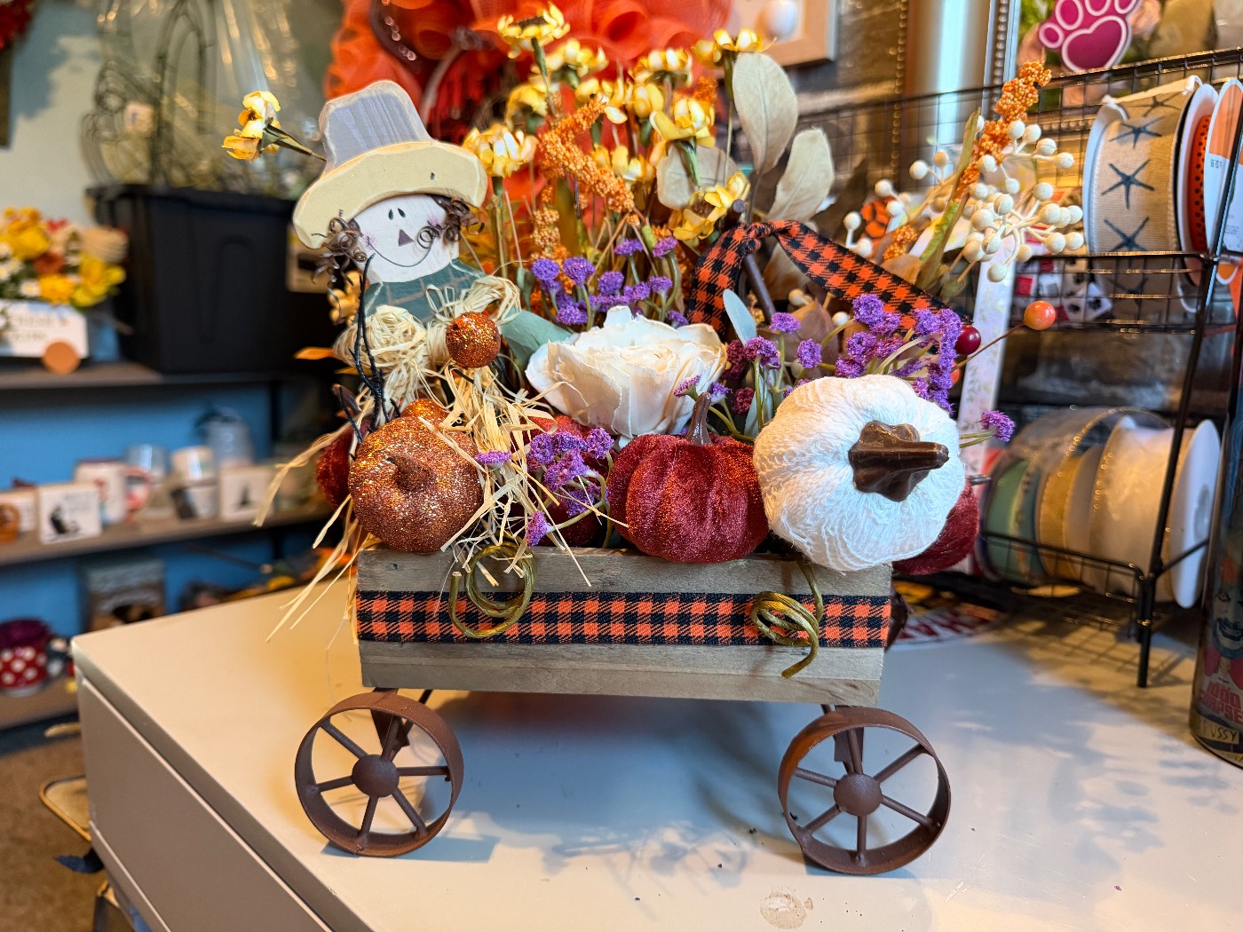 Fall floral wagon