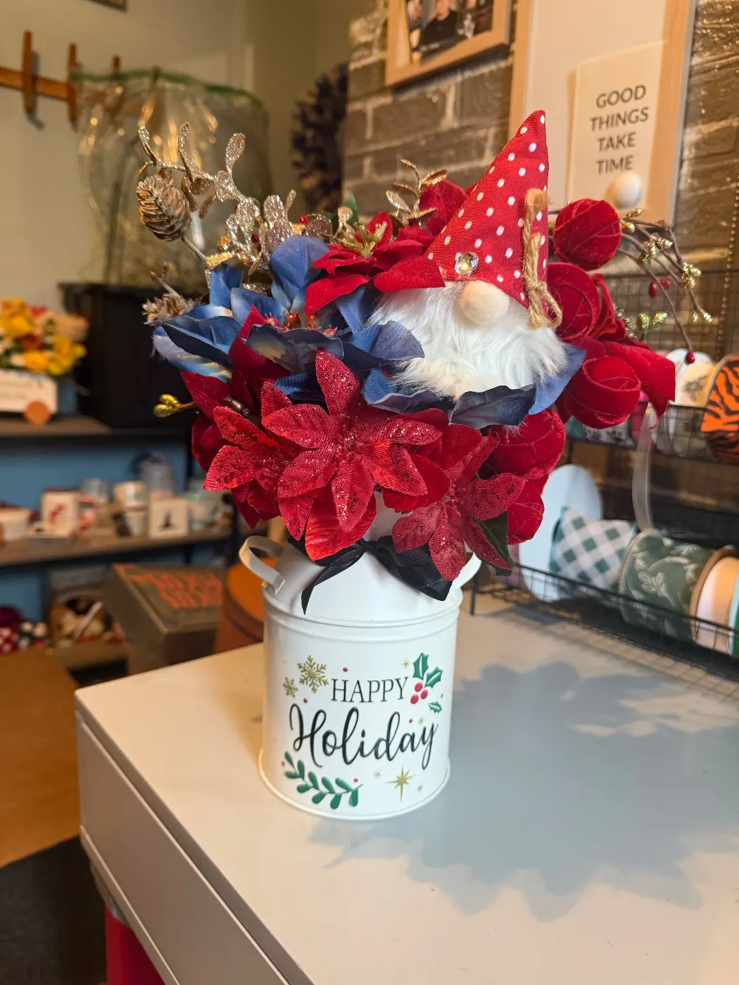 Holiday gnome floral