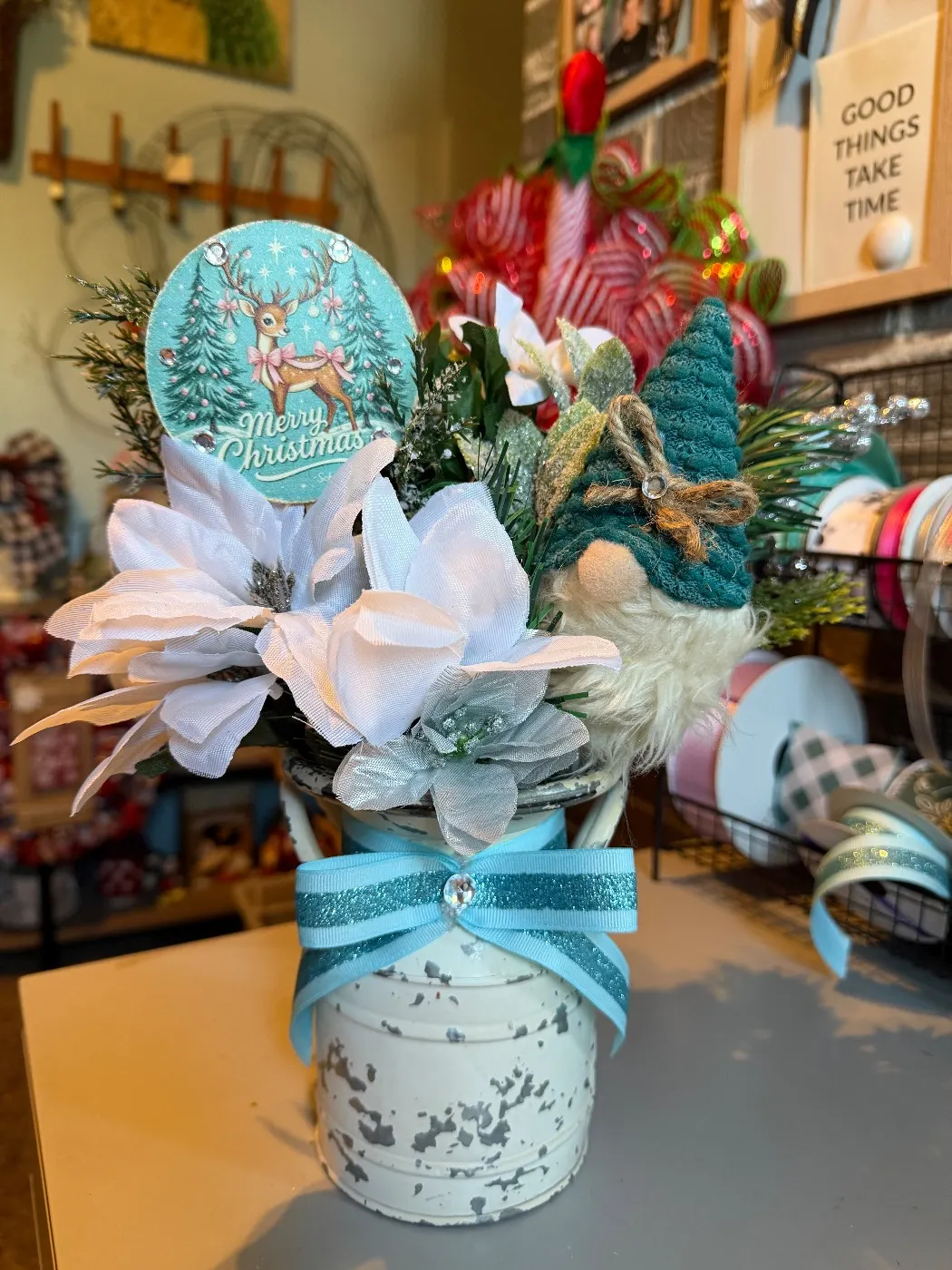 Christmas floral beautiful blue