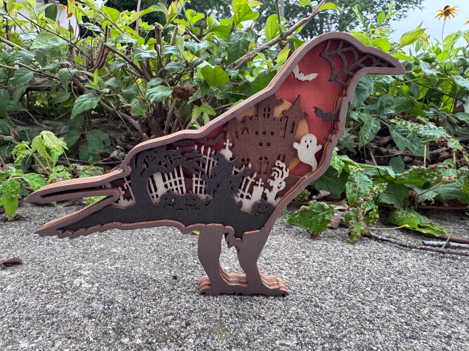 Crow Layered Wood Decor