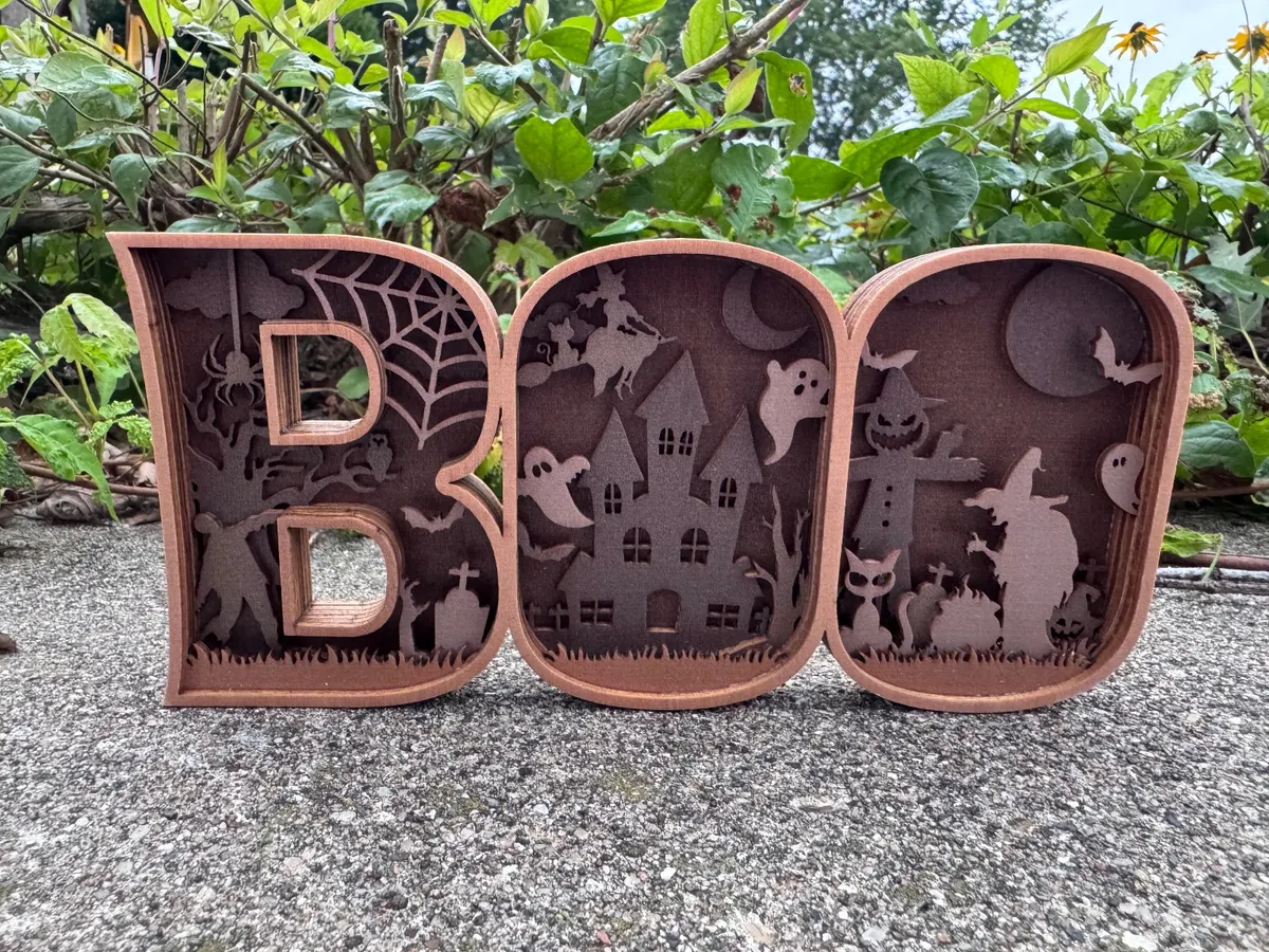 Boo Layered Wood Decor