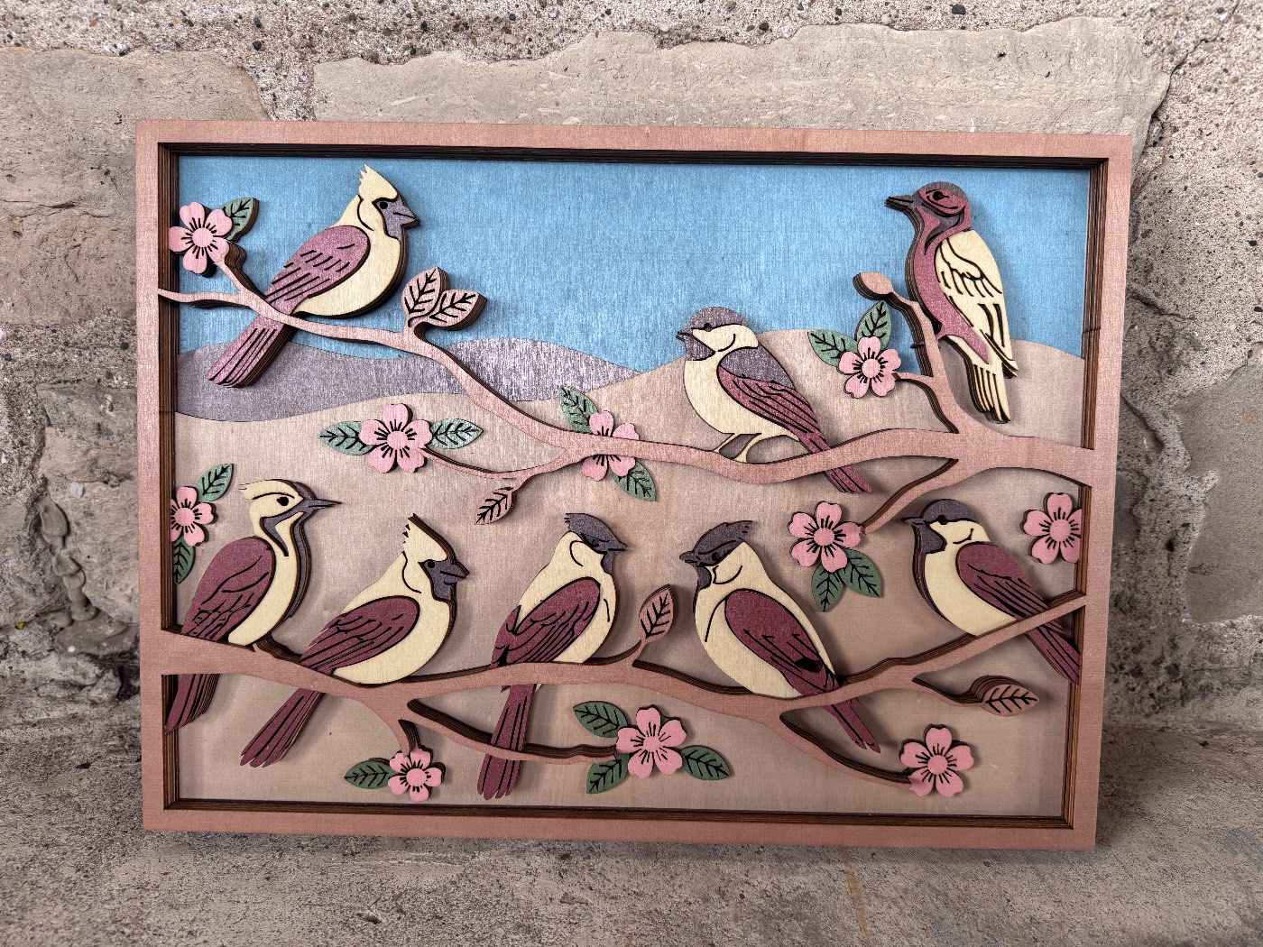 Birds 3D Layered Wood Decor
