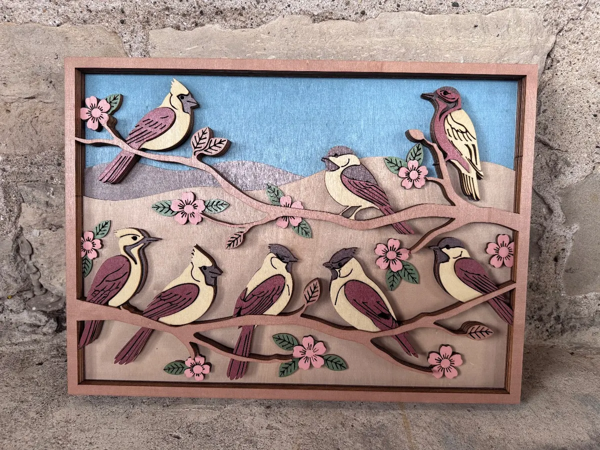 Birds 3D Layered Wood Decor