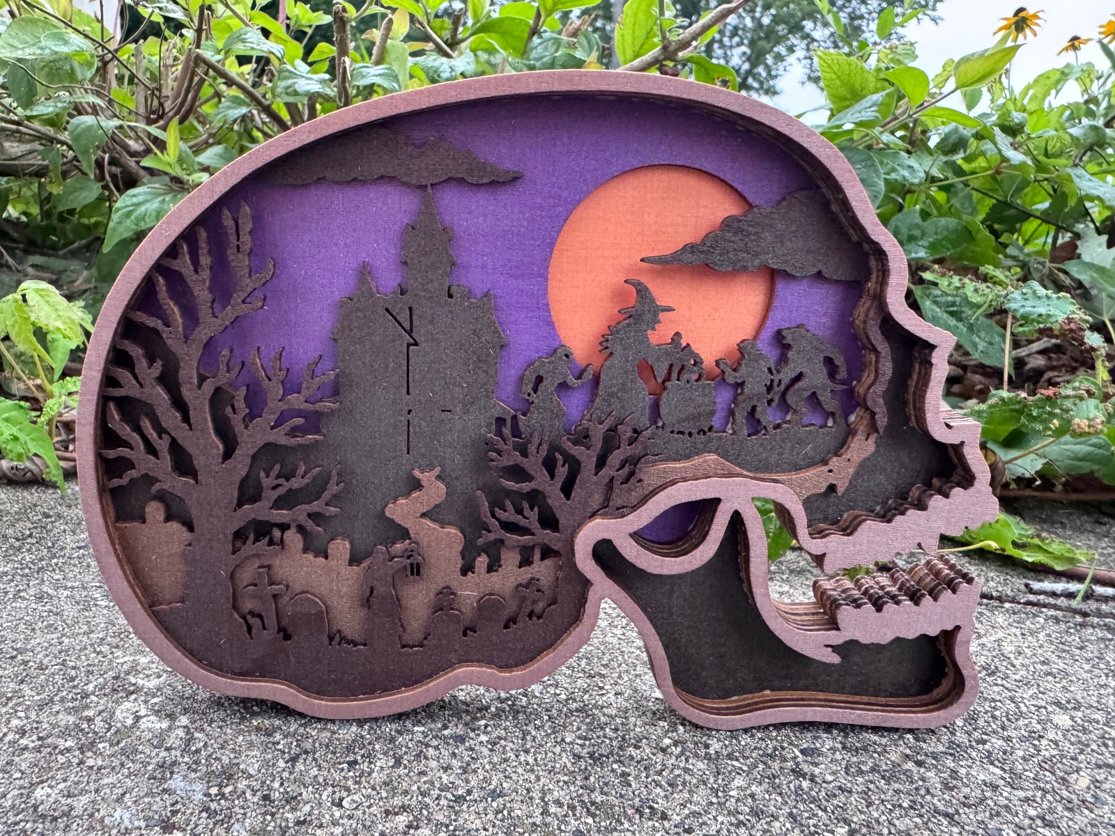 Skull Layered Wood Decor