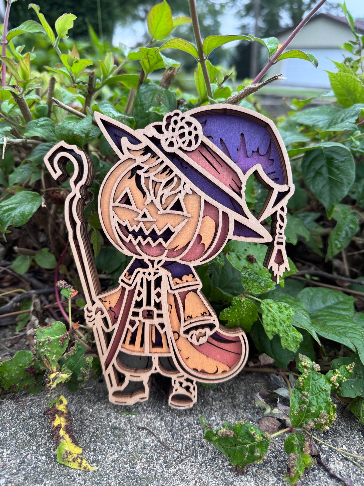 Pumpkin Witch Layered Wood Decor