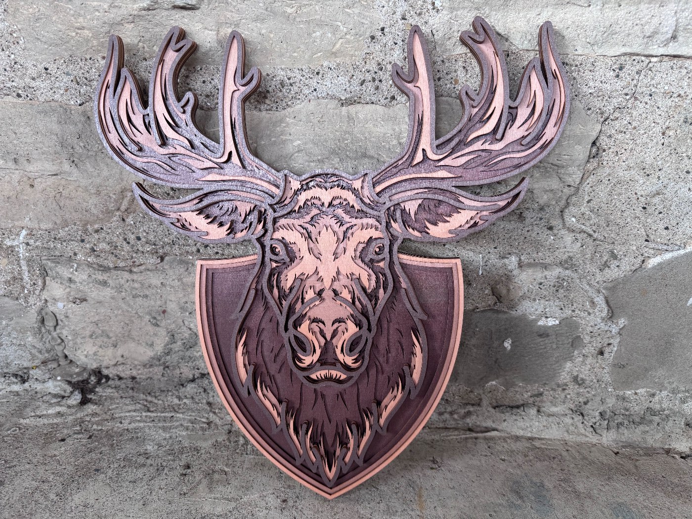 Moose Head 3D Layered Wood Decor