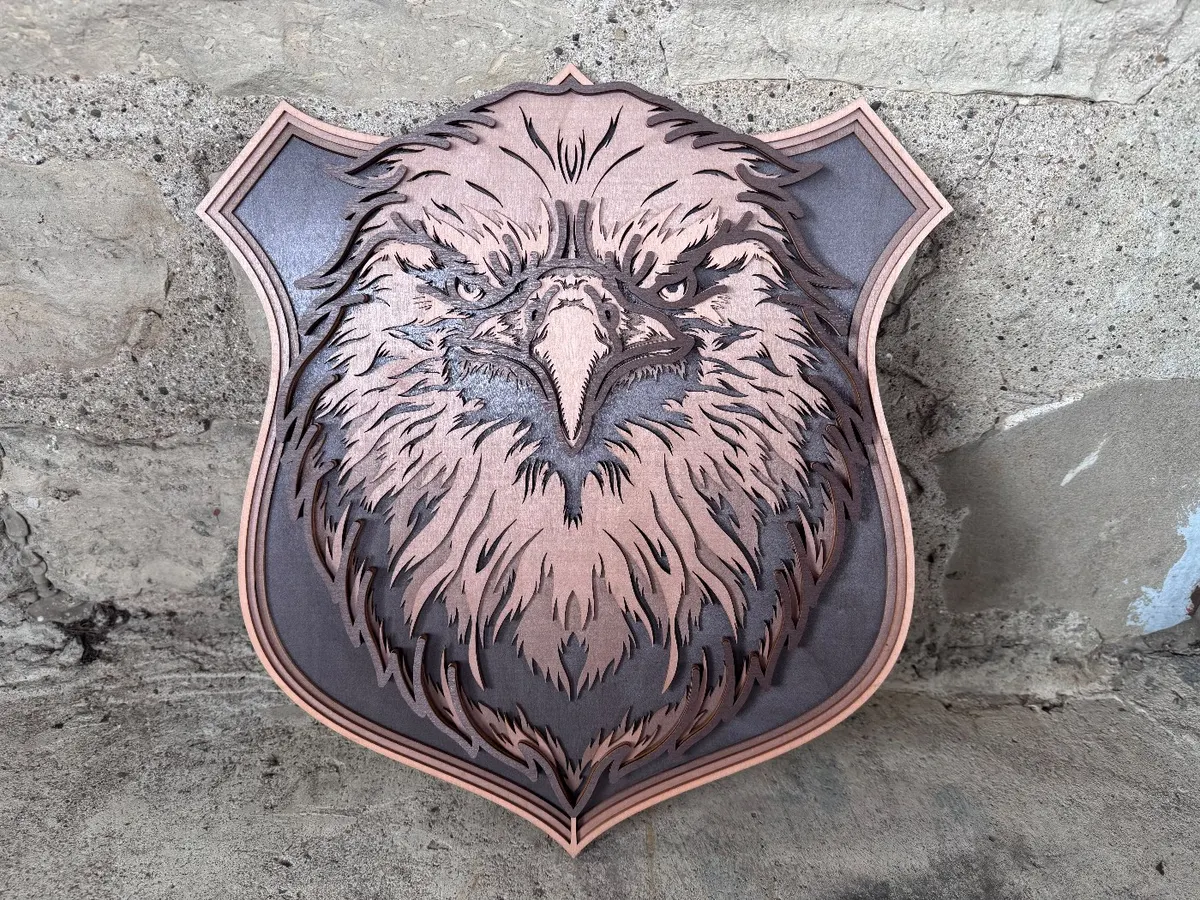 Eagle Head 3D Layered Wood Decor