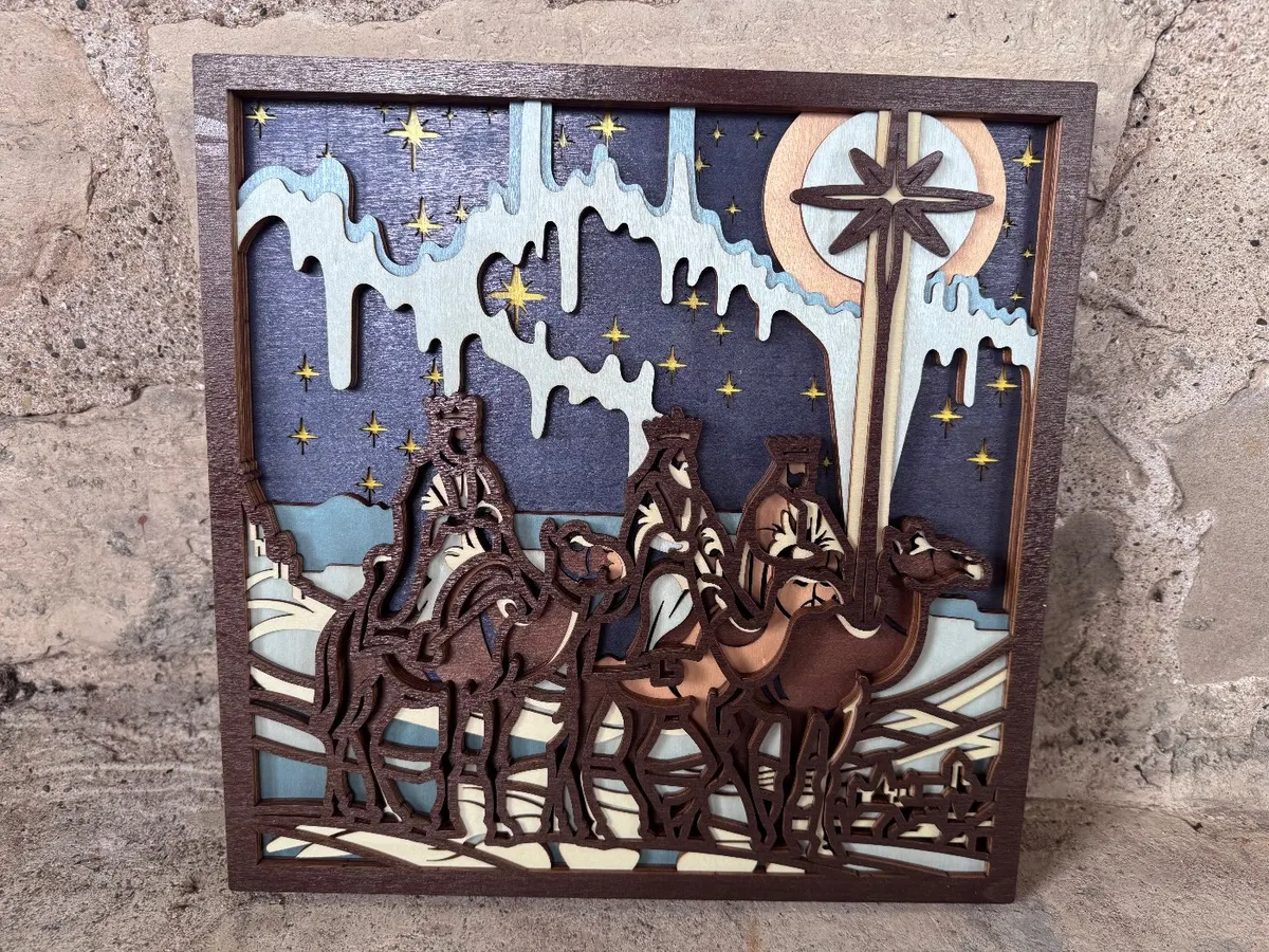 Three Wisemen 3D Layered Wood Decor