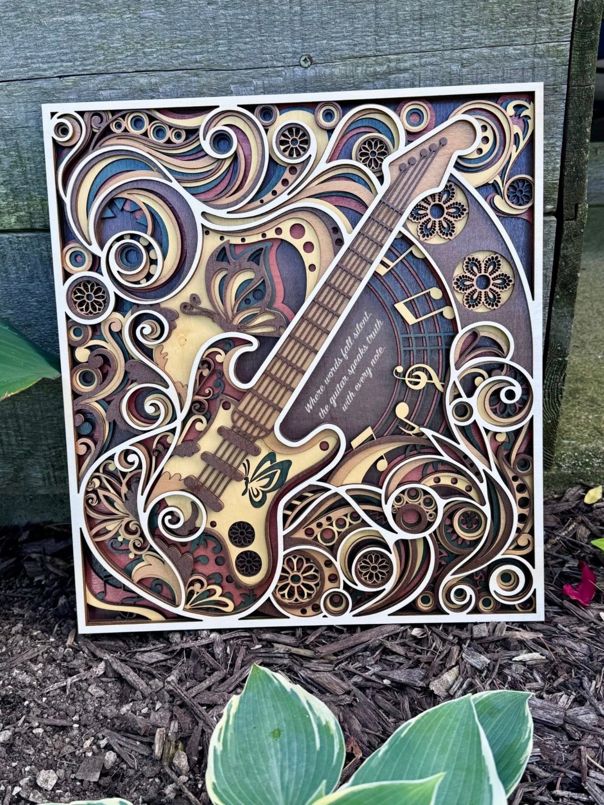 Guitar Layered Wood Decor