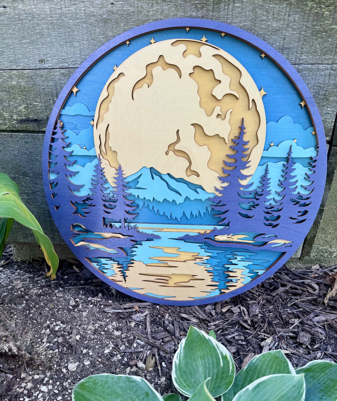 Full Moon Mountains Layered Wall Decor
