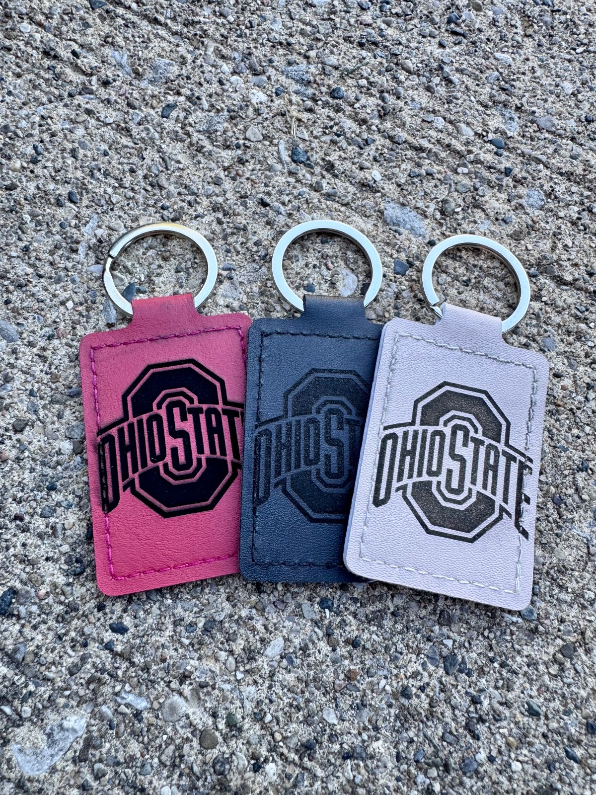 Ohio State Engraved Leather Keychain