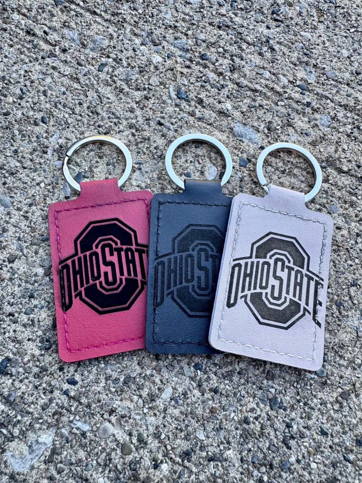 Ohio State Engraved Leather Keychain