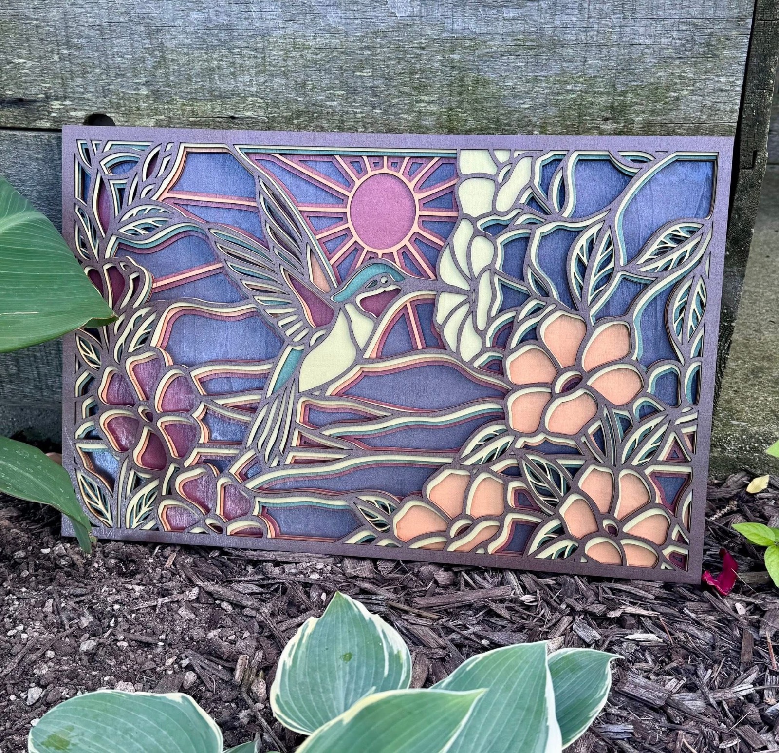 Hummingbird Layered Wall Decor