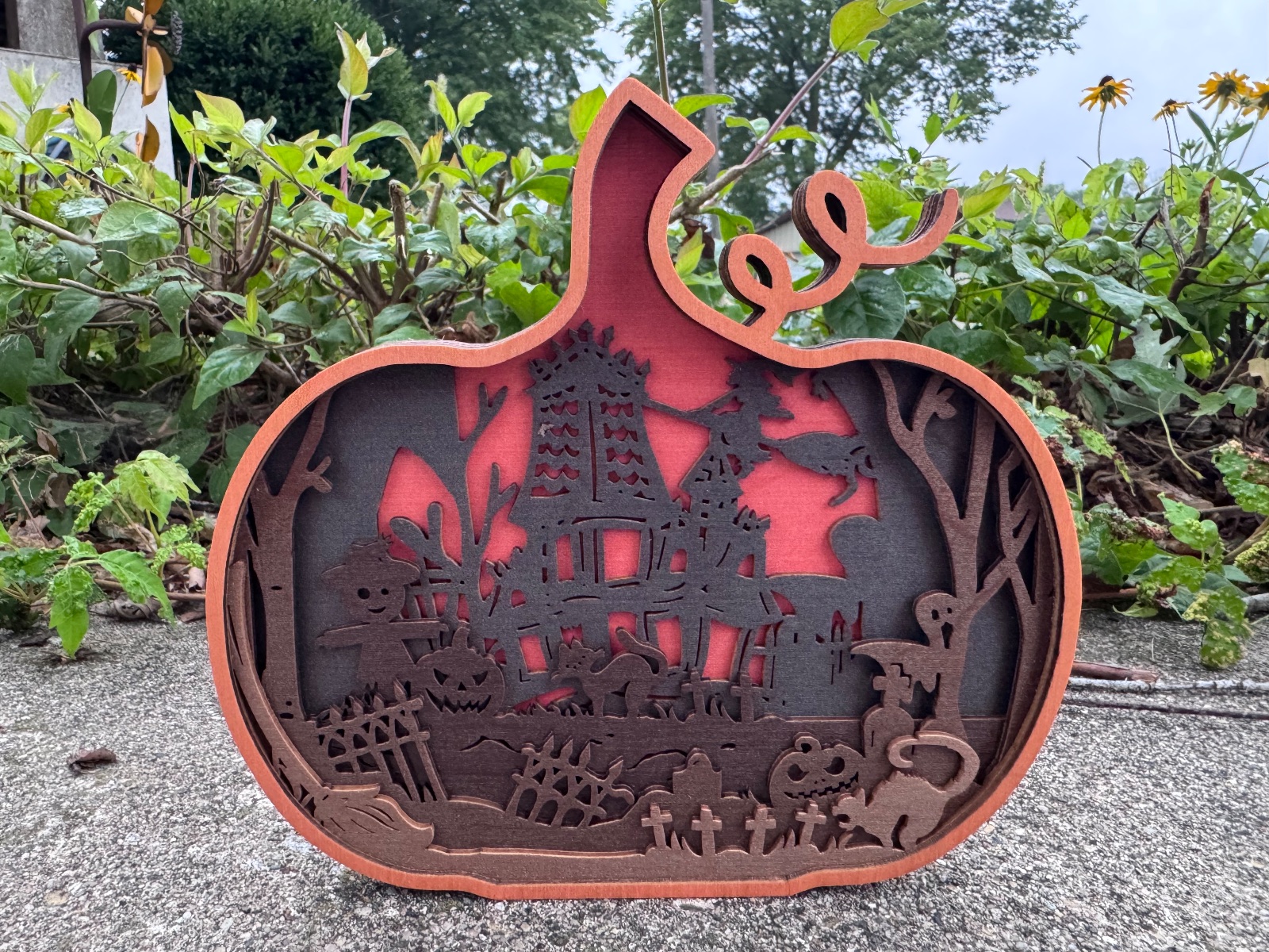 Pumpkin Spooky Layered Wood Decor