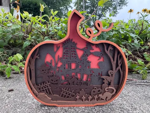 Pumpkin Spooky Layered Wood Decor