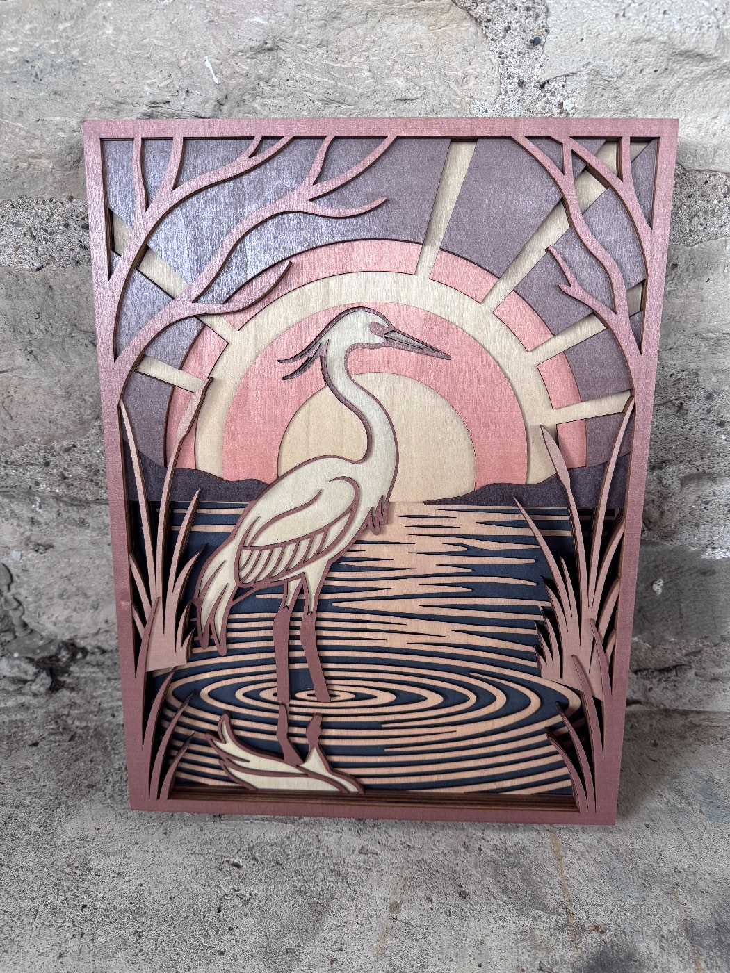 Heron 3D Layered Wall Decor