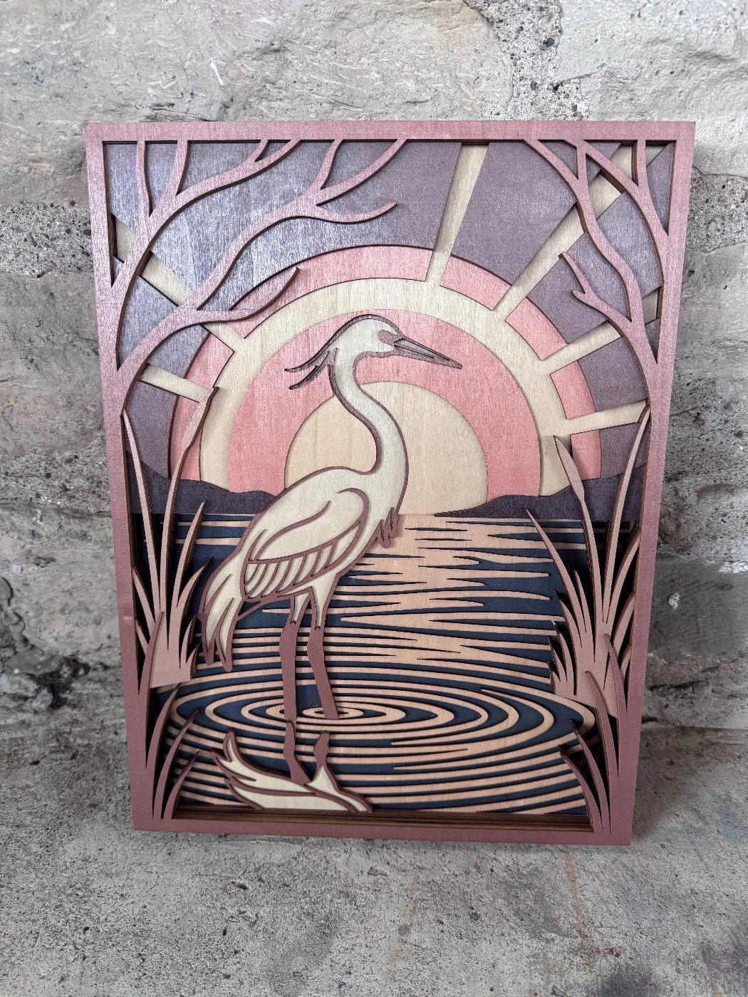 Heron 3D Layered Wall Decor