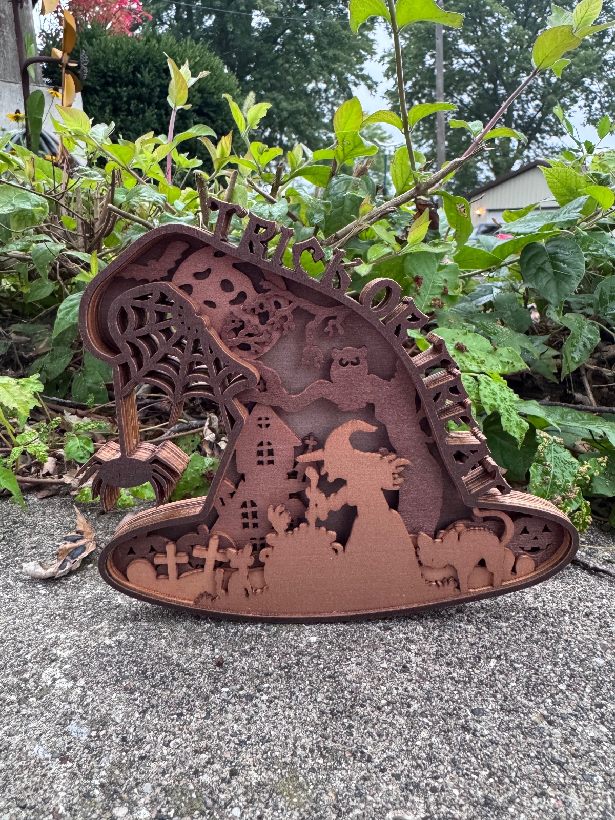 Witch Hat Layered Wood Decor