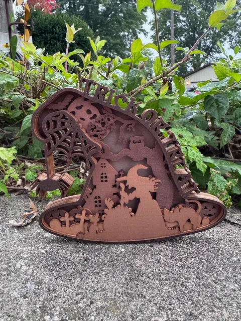 Witch Hat Layered Wood Decor