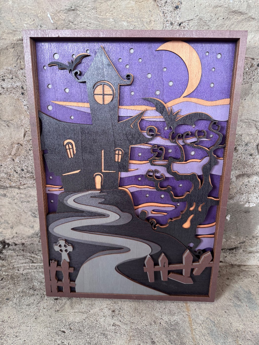 Halloween House 3D Layered Wood Decor