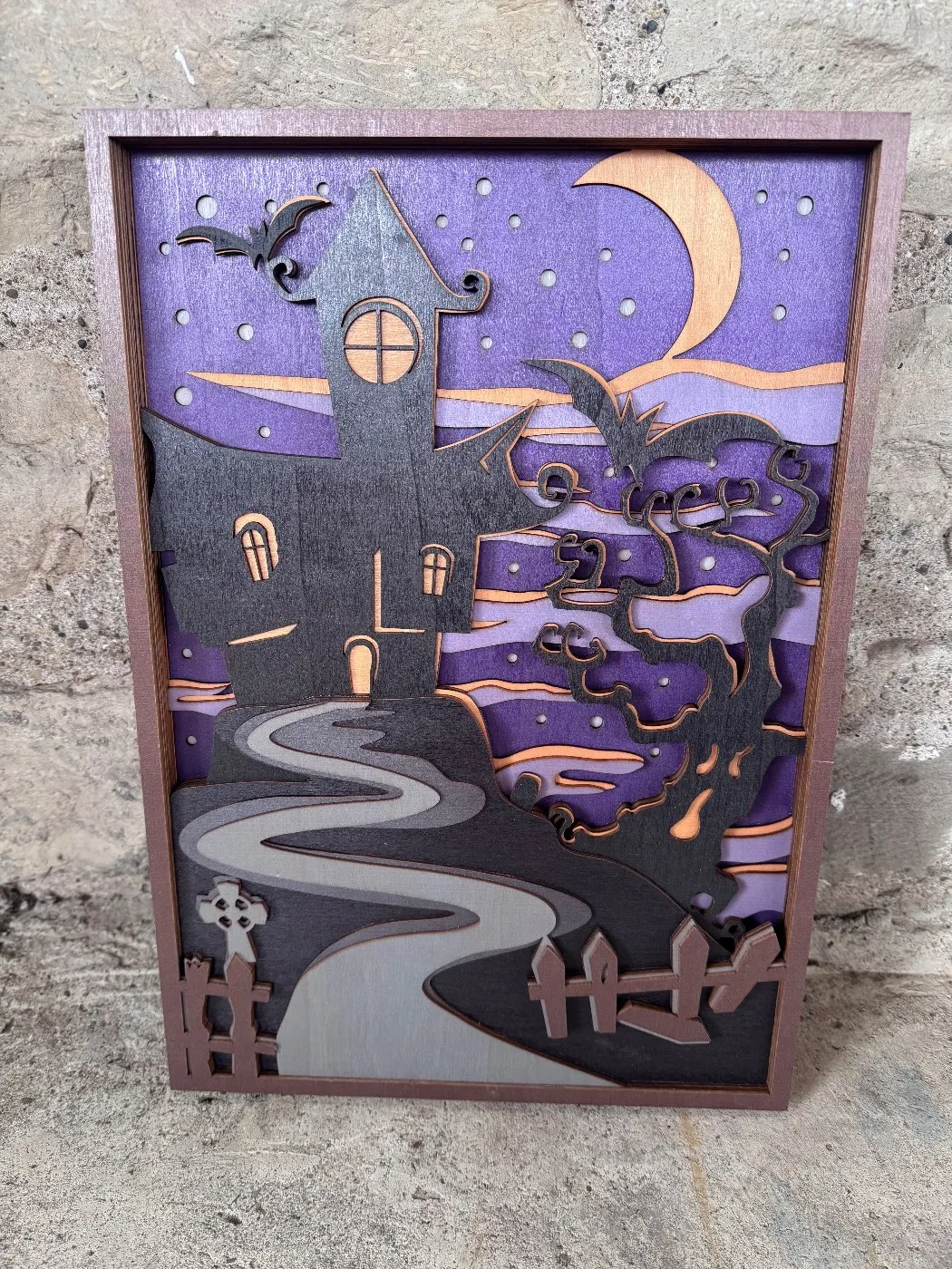 Halloween House 3D Layered Wood Decor