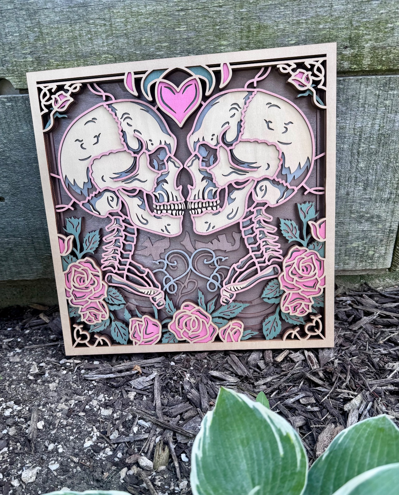 Skeletons and Roses Layered Wall Decor