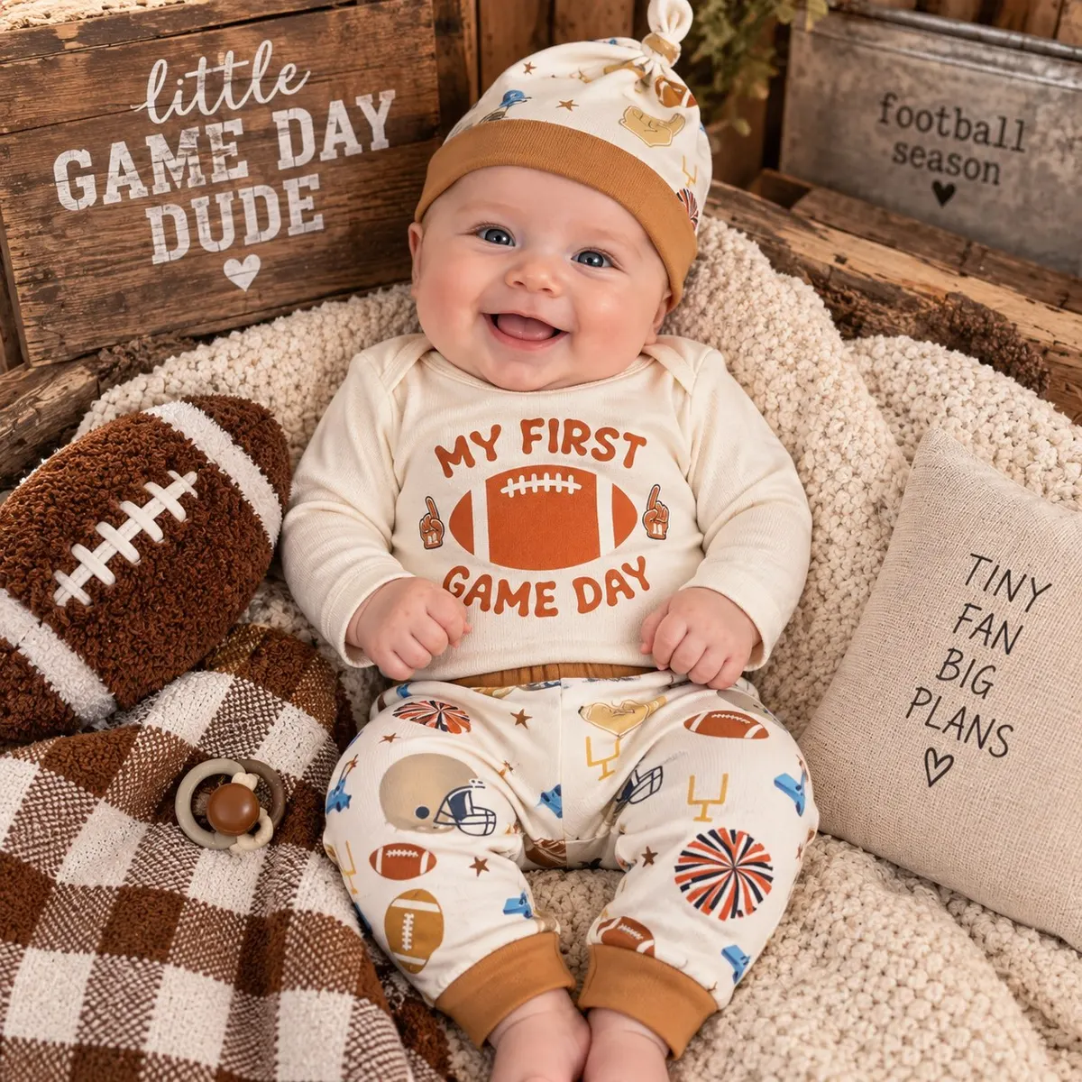 BABY BOY MY FIRST GAME DAY 3pc OUTFIT