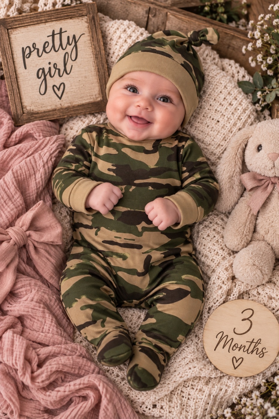 Camouflage Baby Outfit With Hat