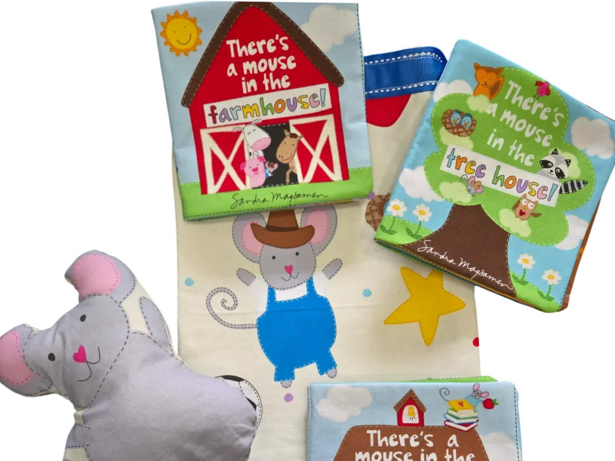 There's a mouse in the farmhouse, treehouse, and schoolhouse