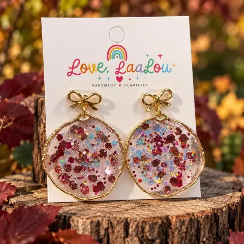 Handmade Rose Gold Confetti Resin Earrings