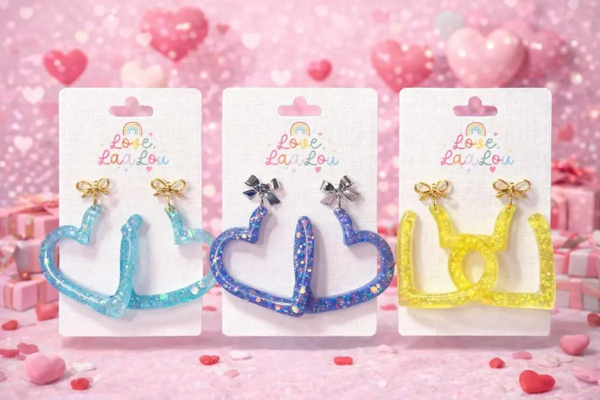 Glitter Resin Heart Earrings