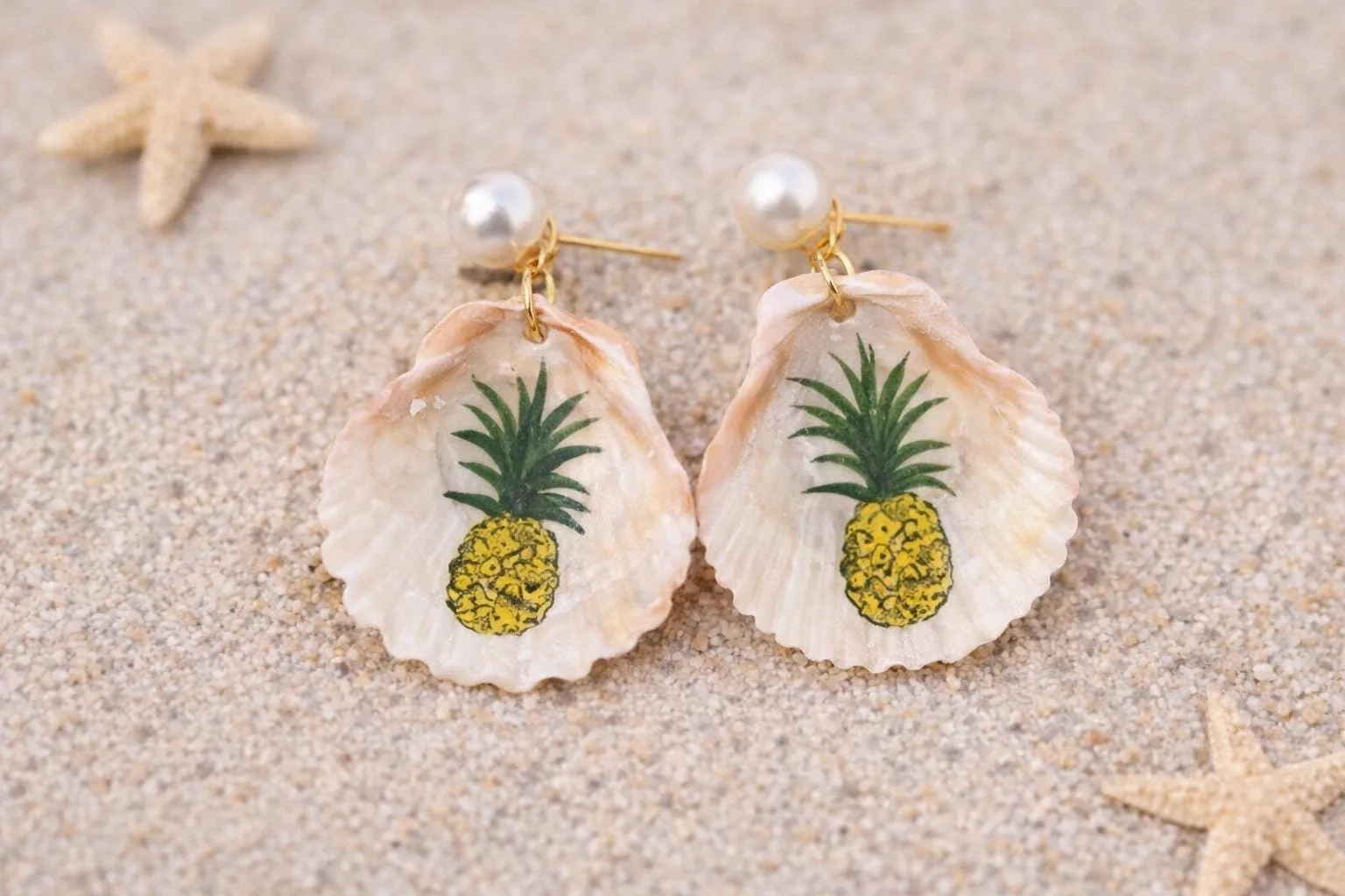 Sun-Kissed Pineapple Shell Earrings
