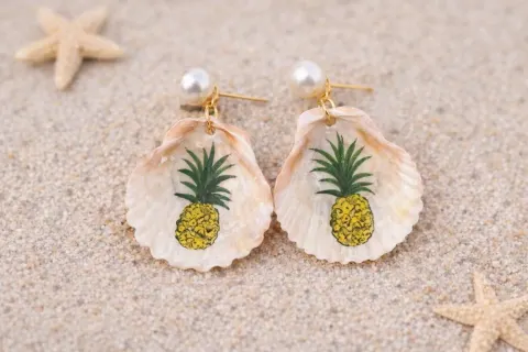 Sun-Kissed Pineapple Shell Earrings