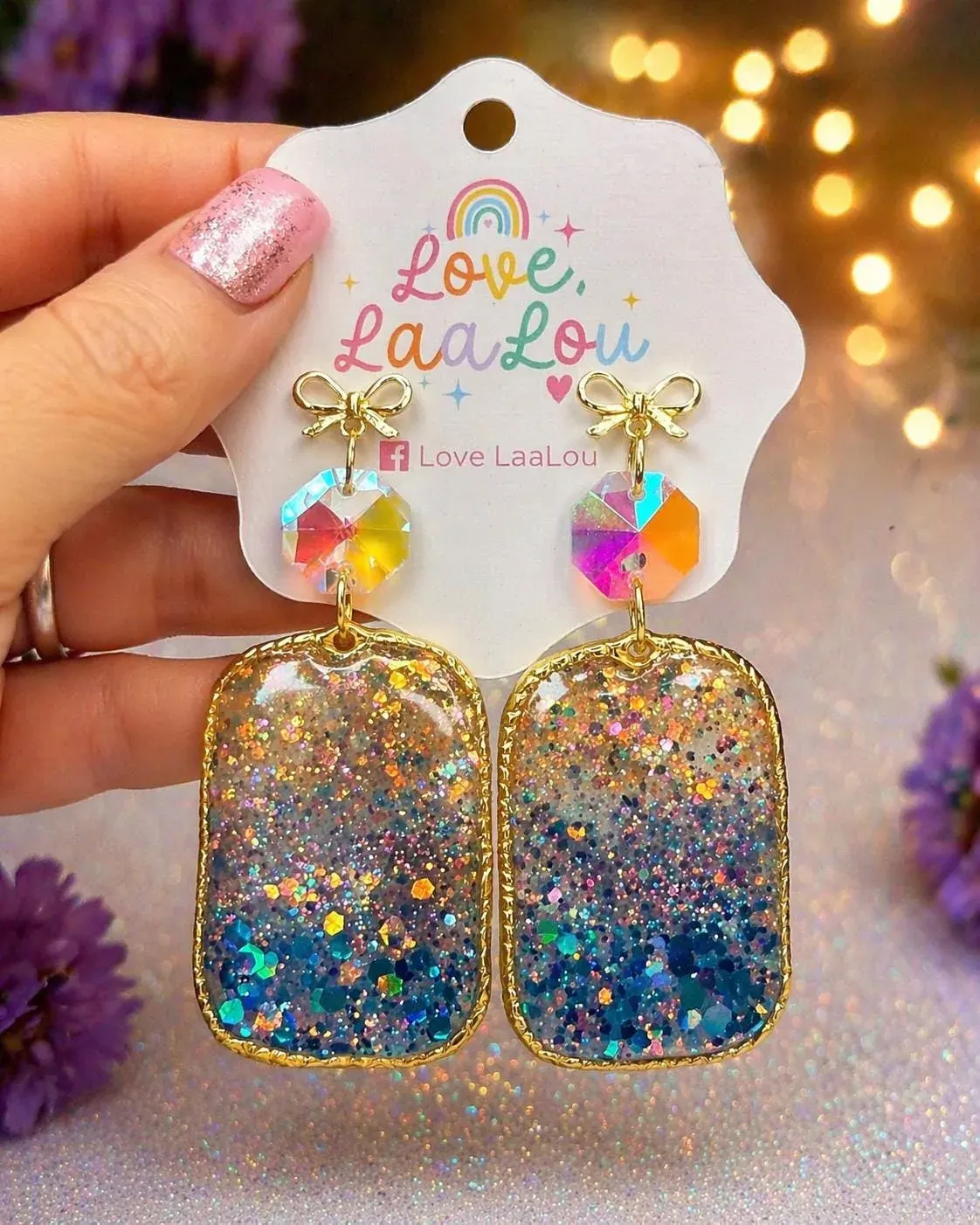 Ombré Blue Glitter Resin Earrings