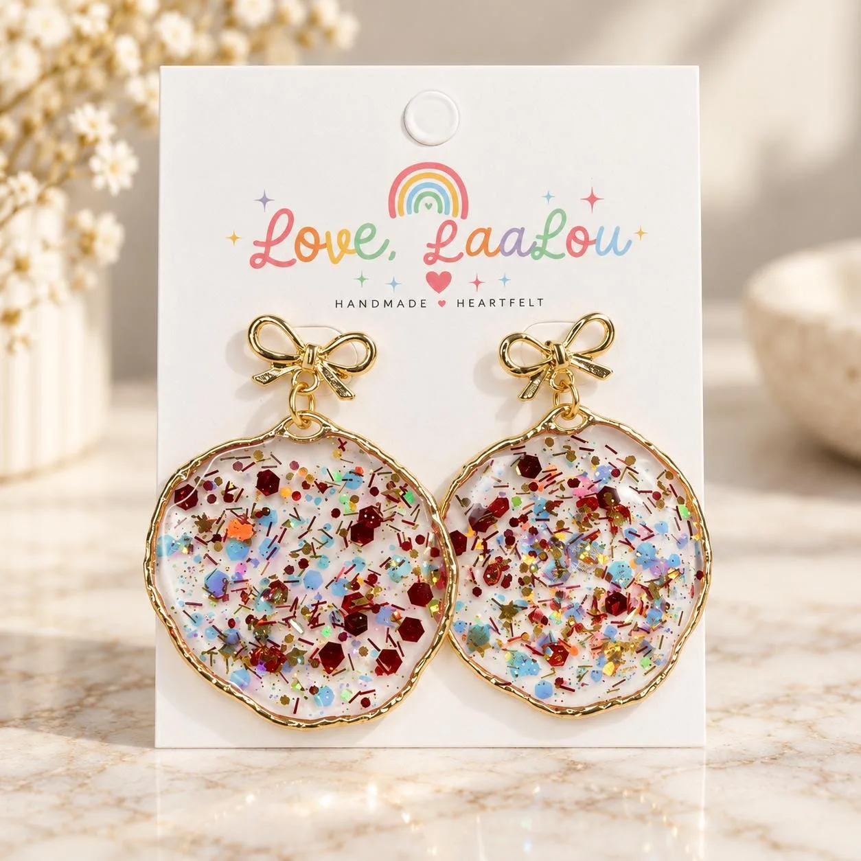 Handmade Fall Confetti Resin Earrings