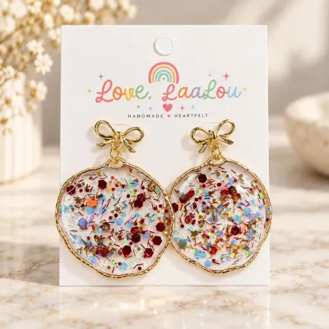 Handmade Fall Confetti Resin Earrings