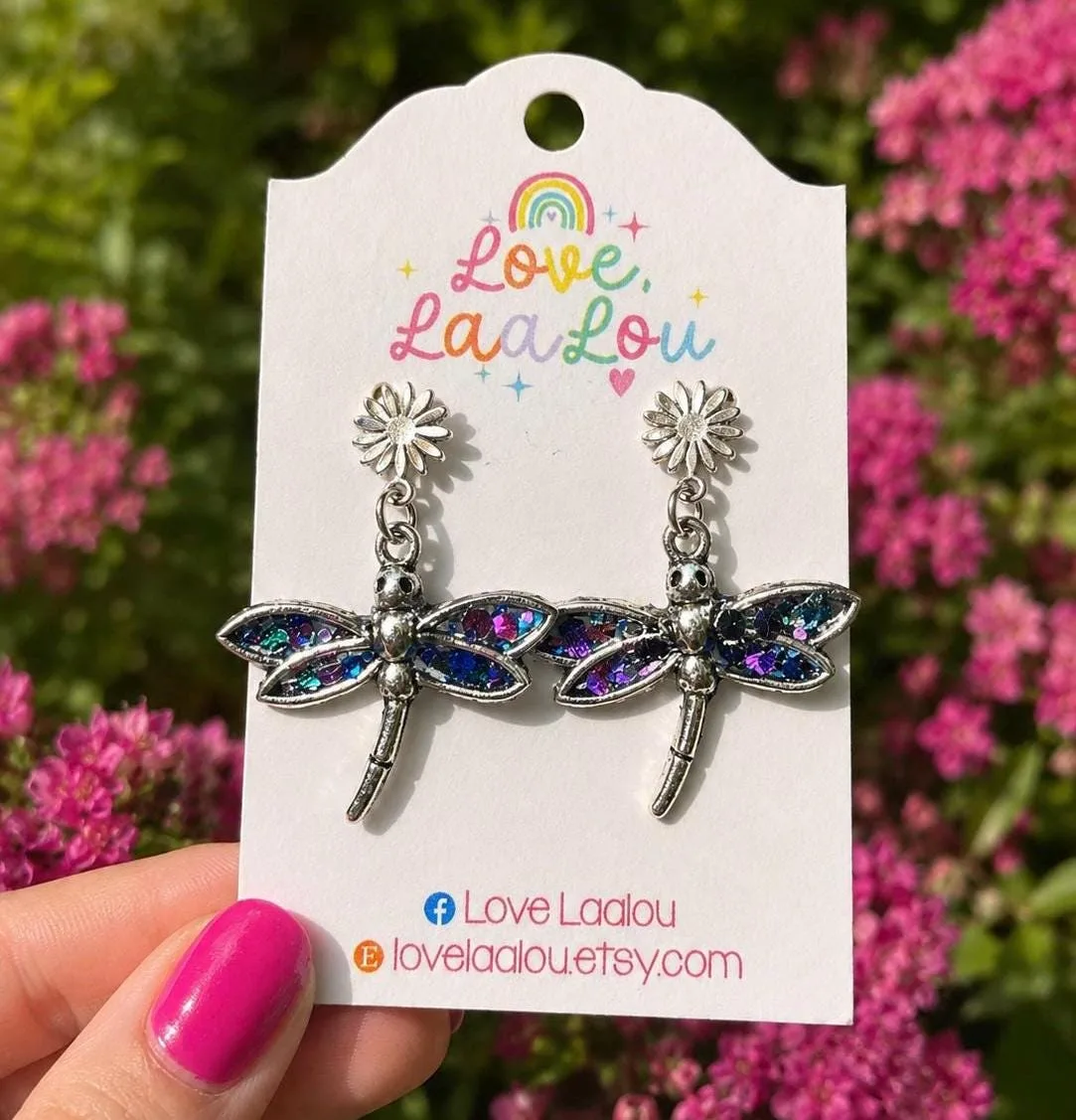 Dragonfly Shaped Dangle Earrings