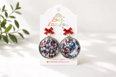Red White & Blue Dangle Earrings