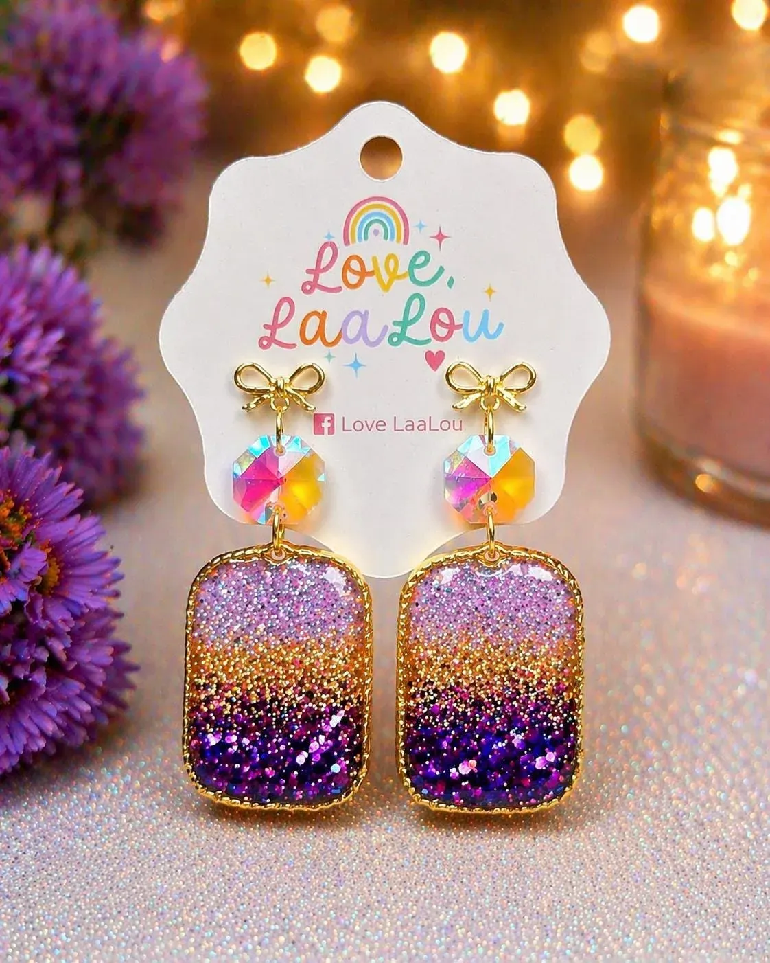 Ombré Amethyst Resin Earrings